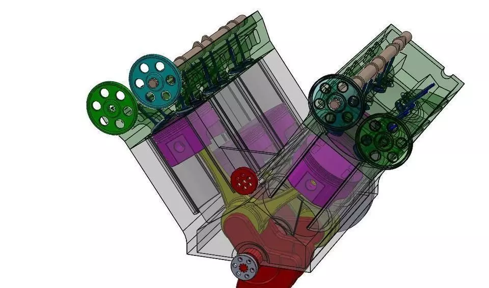 v6 engine Free 3D model_0