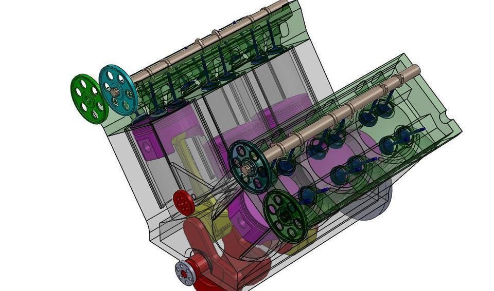 v6 engine Free 3D model_1