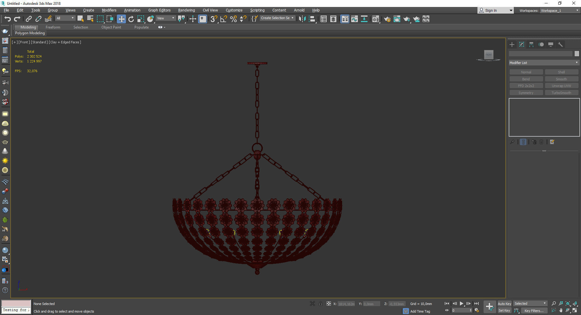 Floral Park Chandelier Low-poly 3D model_3
