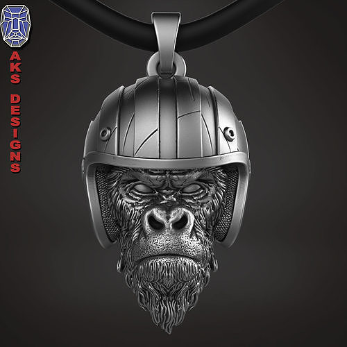 Pendant animal jewelry Biker gorilla 1  3D print model