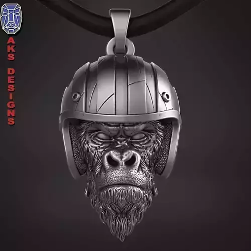 Pendant animal jewelry Biker gorilla 1  3D print model