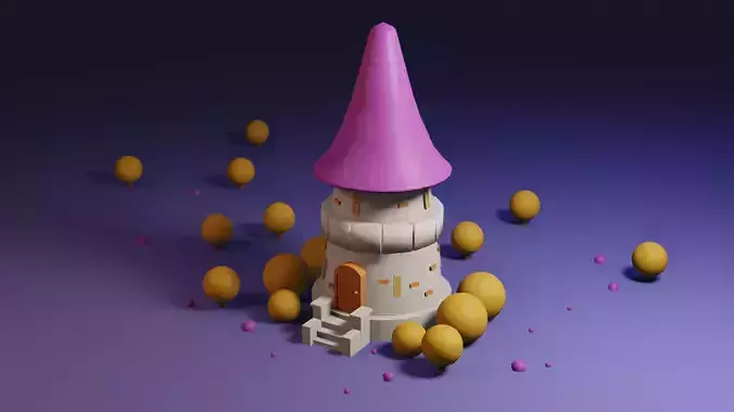 Small cartoon ancient castle 3D model