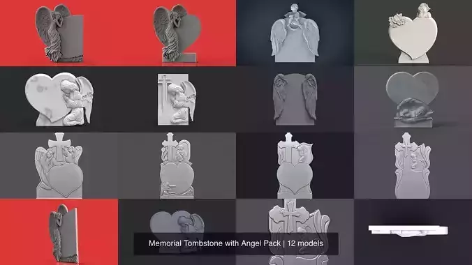 Memorial Tombstone with Angel Pack