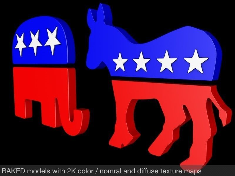 Democrat and Republican Party Symbols 3D model_7