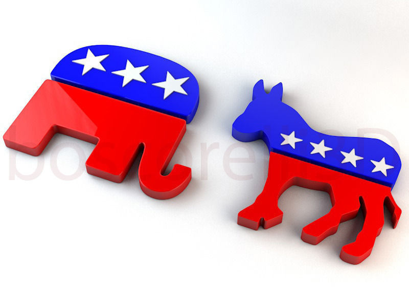 Democrat and Republican Party Symbols 3D model_1