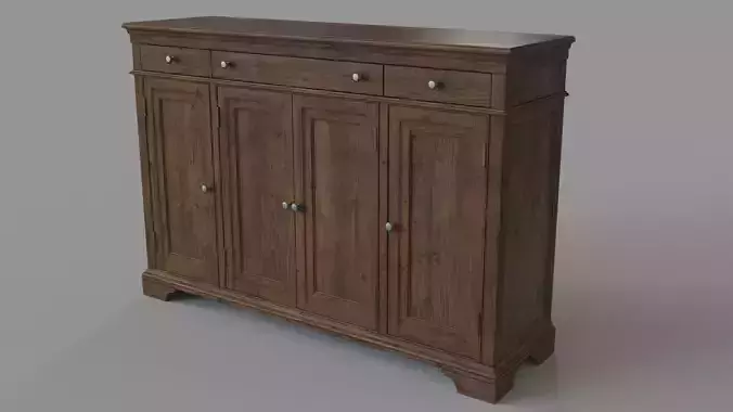 Buffet With Door And Drawer Storage 3D model