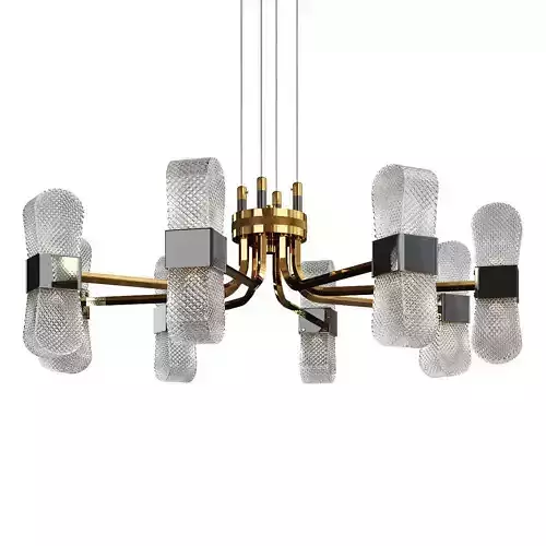 MARSELLA modern chandelier in brass and glass