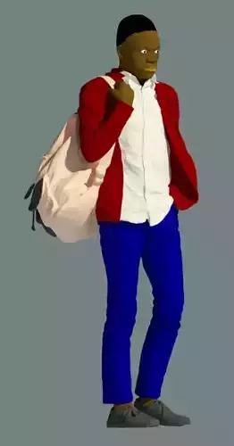 3D African student model as  Revit family and Revit file 