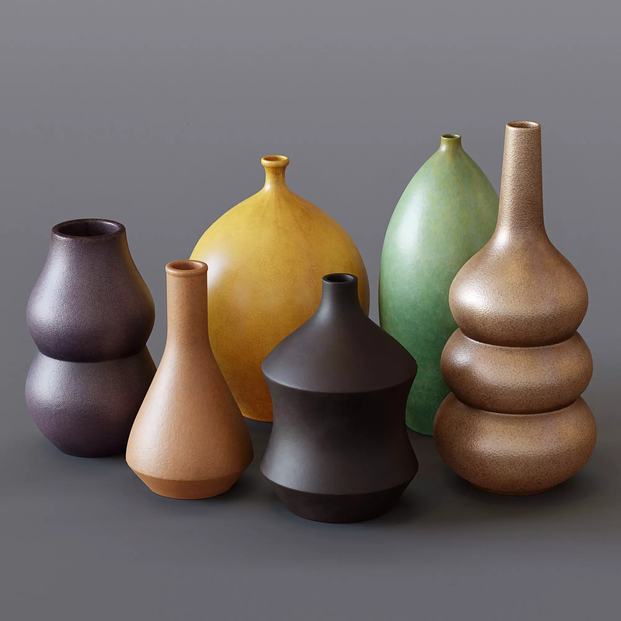 West Elm-Crackle Glazed Ceramic Vases Low-poly 3D model