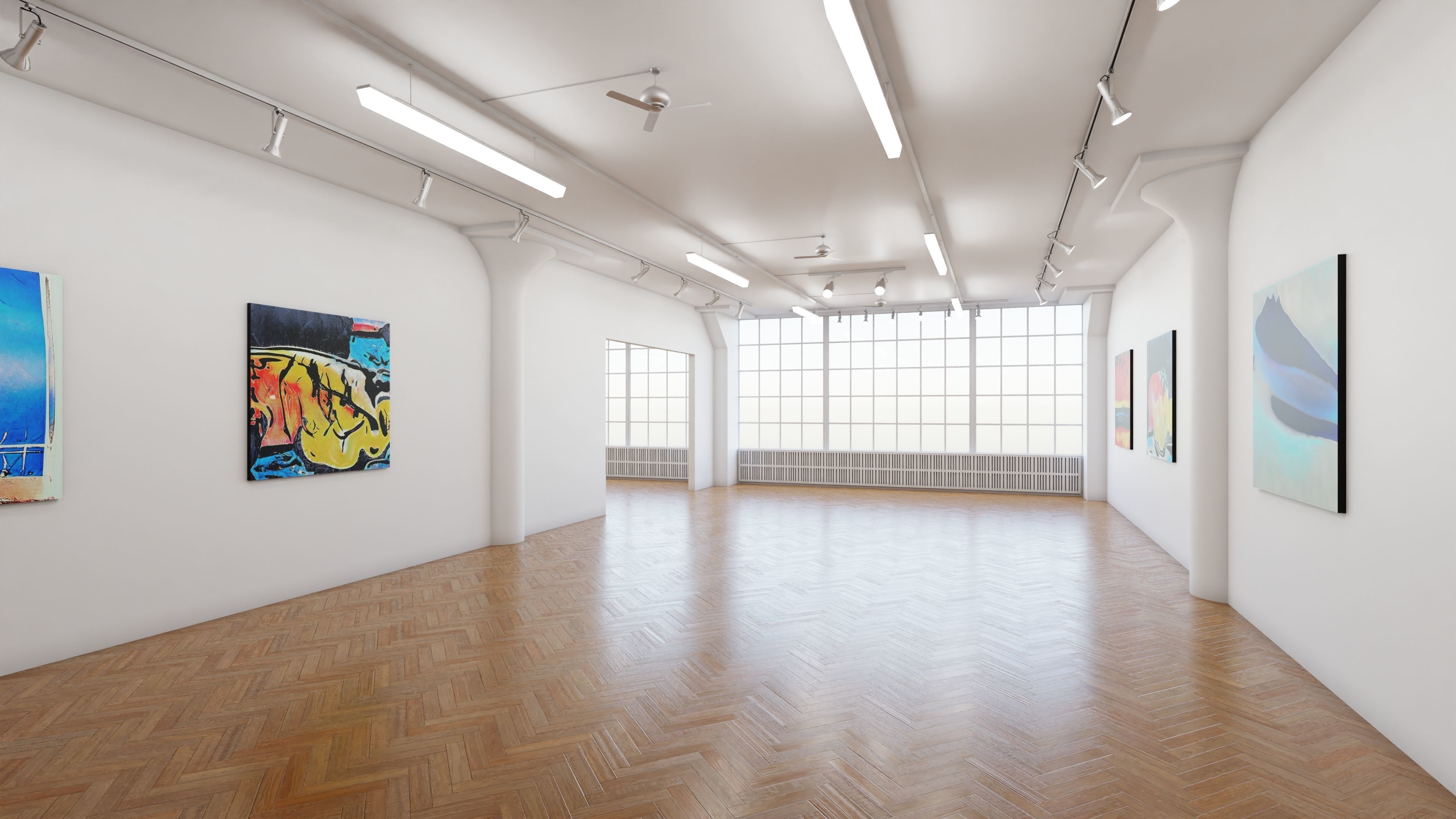 Art Museum Gallery Interior 10  Low-poly 3D model_1