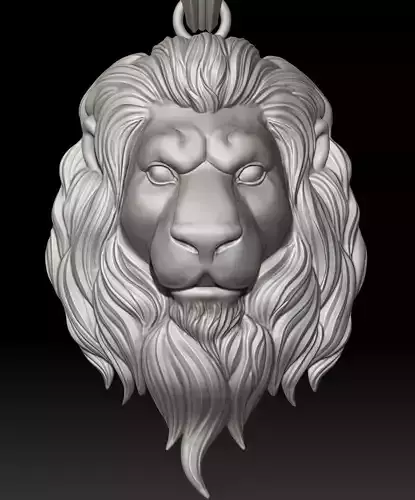 Lion Pendant Sculpture jewelry gold Necklace 3D print model