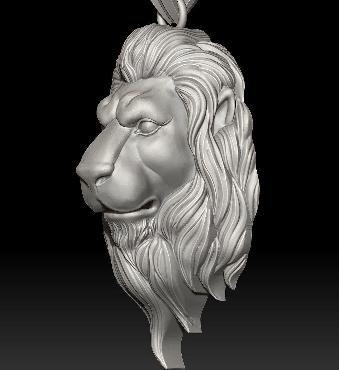 Lion Pendant Sculpture jewelry gold Necklace 3D print model_3