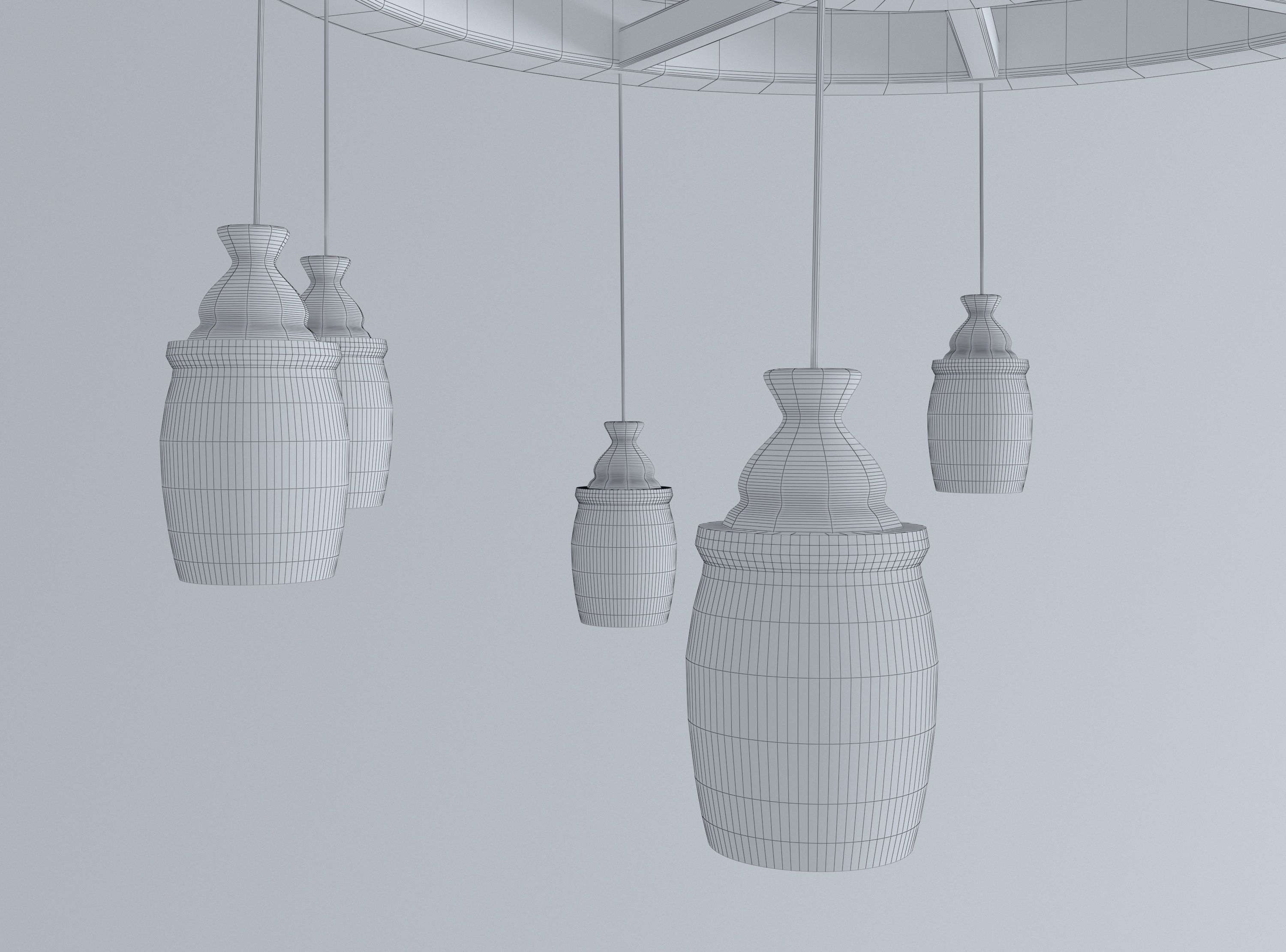 Wooden Chandelier Free 3D model_8