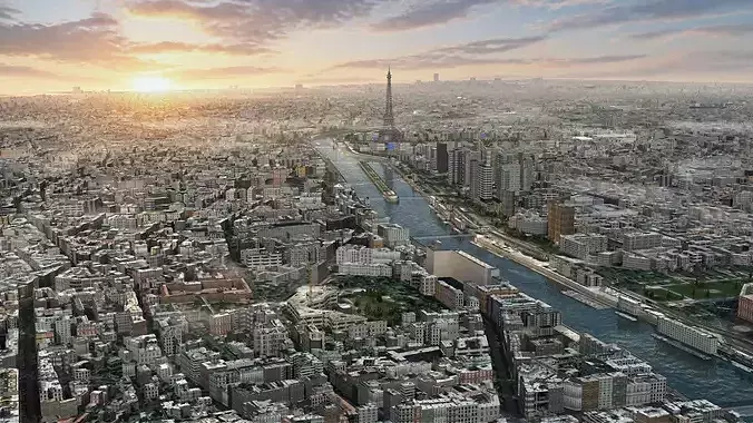 Paris France Game Ready City Environment 