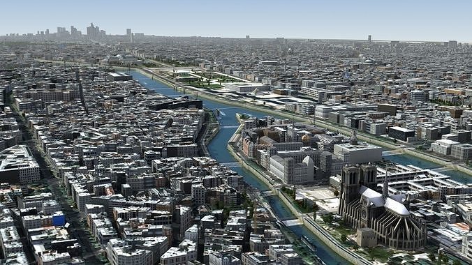 Paris France Low-poly 3D model