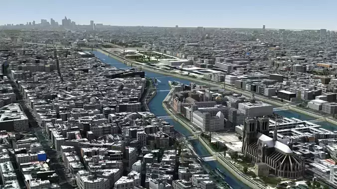 Paris France Low-poly 3D model