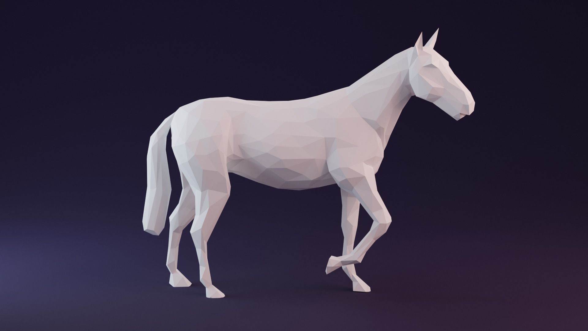 Low poly horse polygonal Low-poly 3D model_5