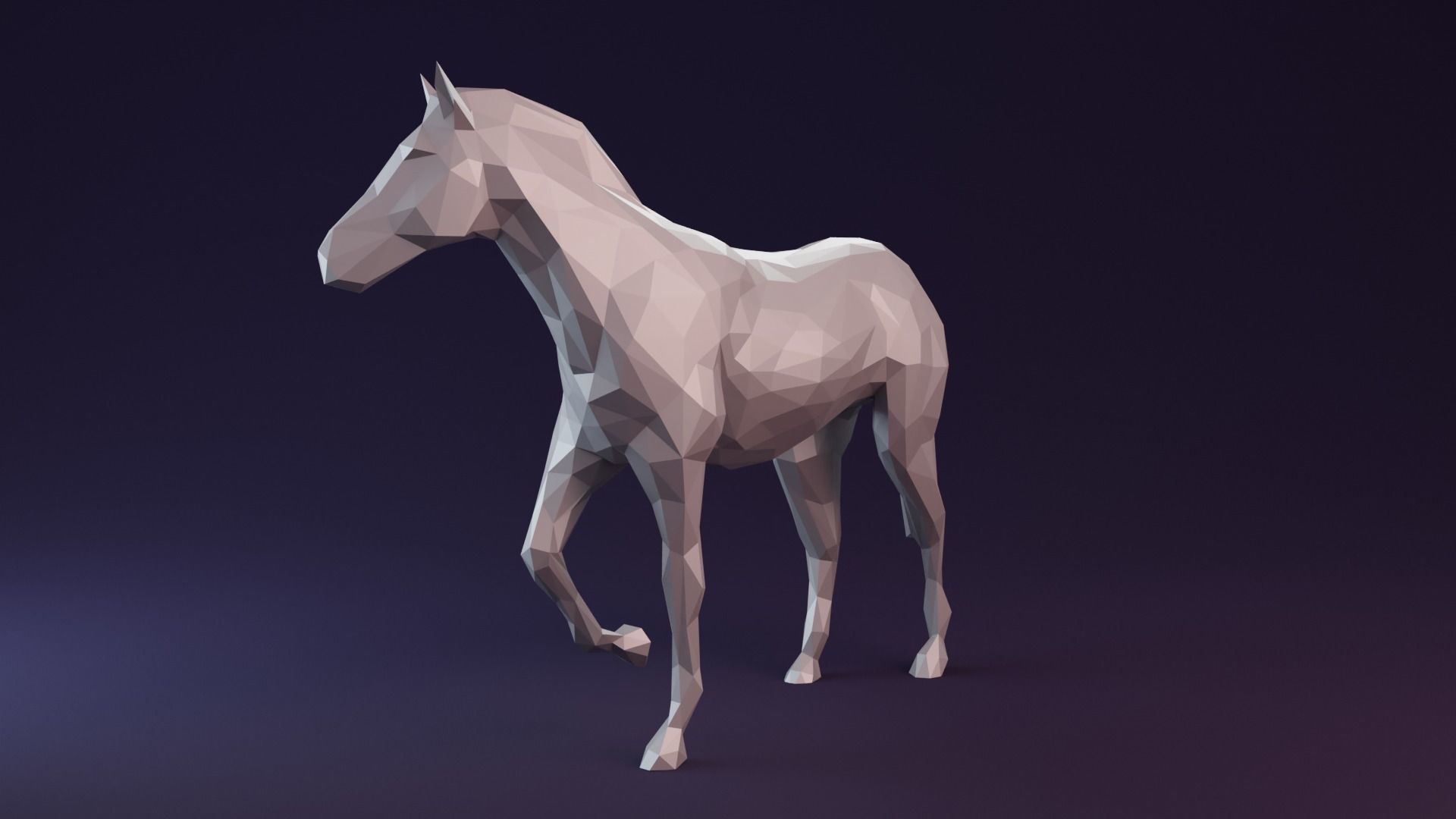 Low poly horse polygonal Low-poly 3D model_4