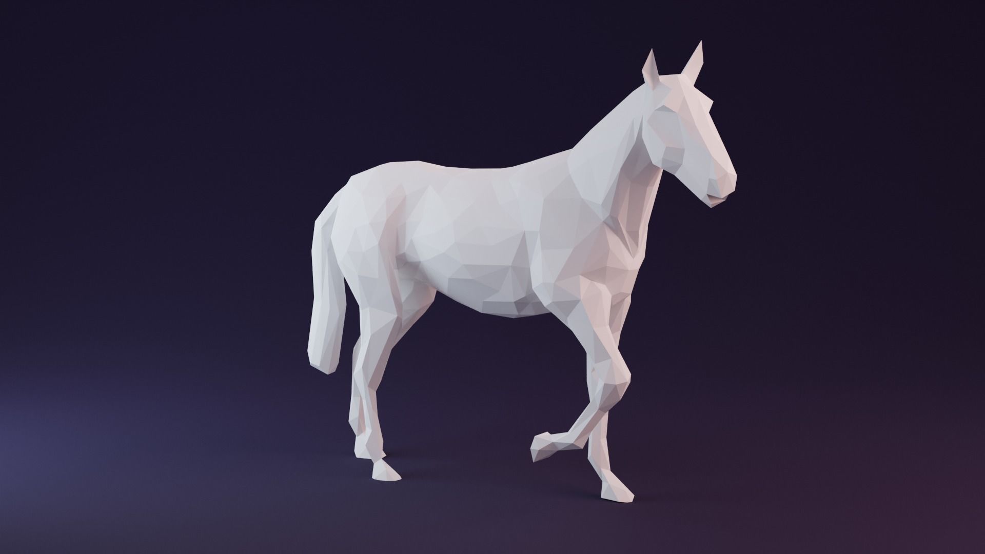 Low poly horse polygonal Low-poly 3D model_7
