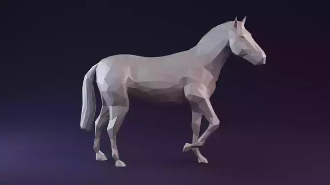 Low poly horse polygonal Low-poly 3D model