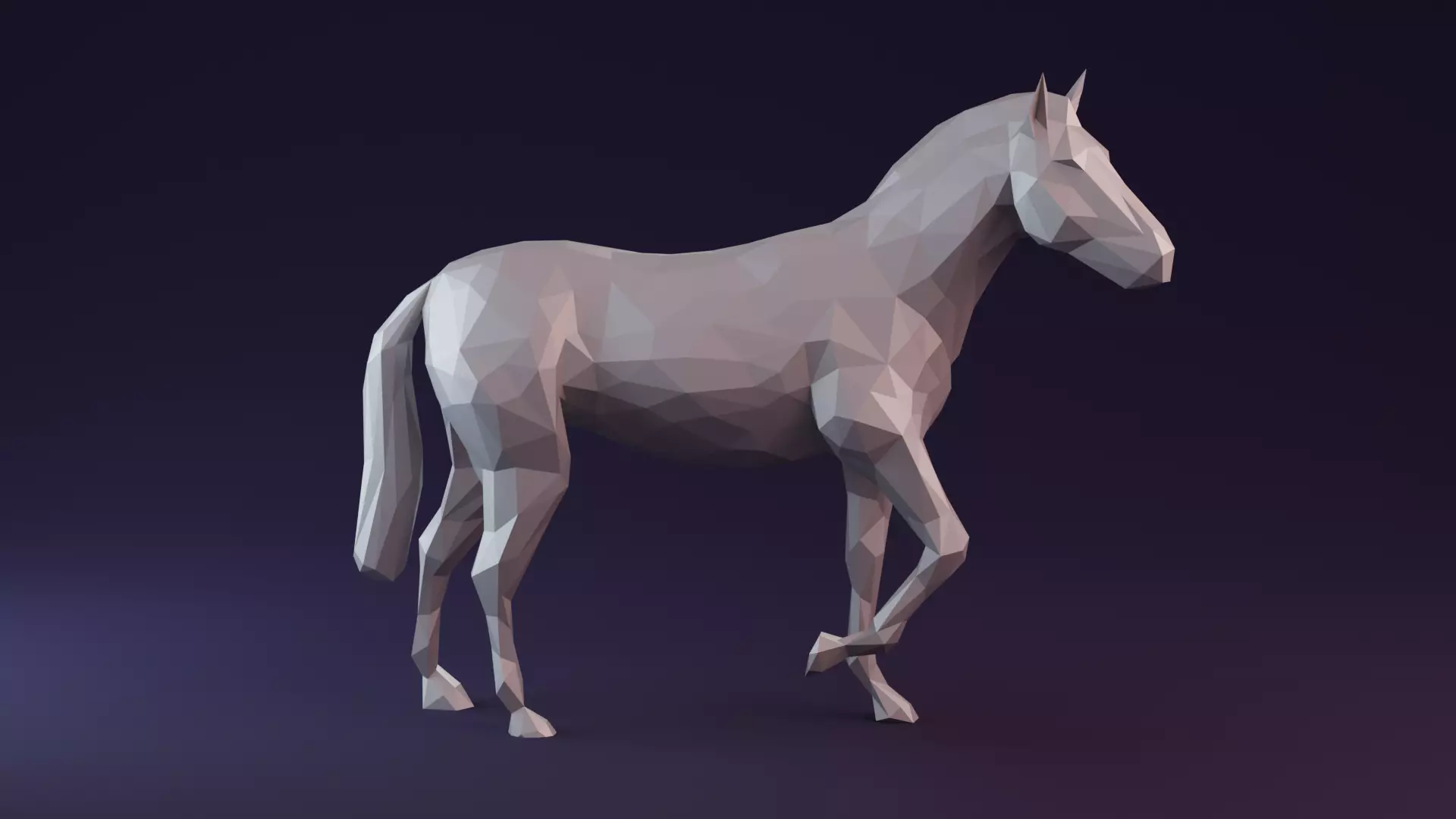 Low poly horse polygonal Low-poly 3D model_0