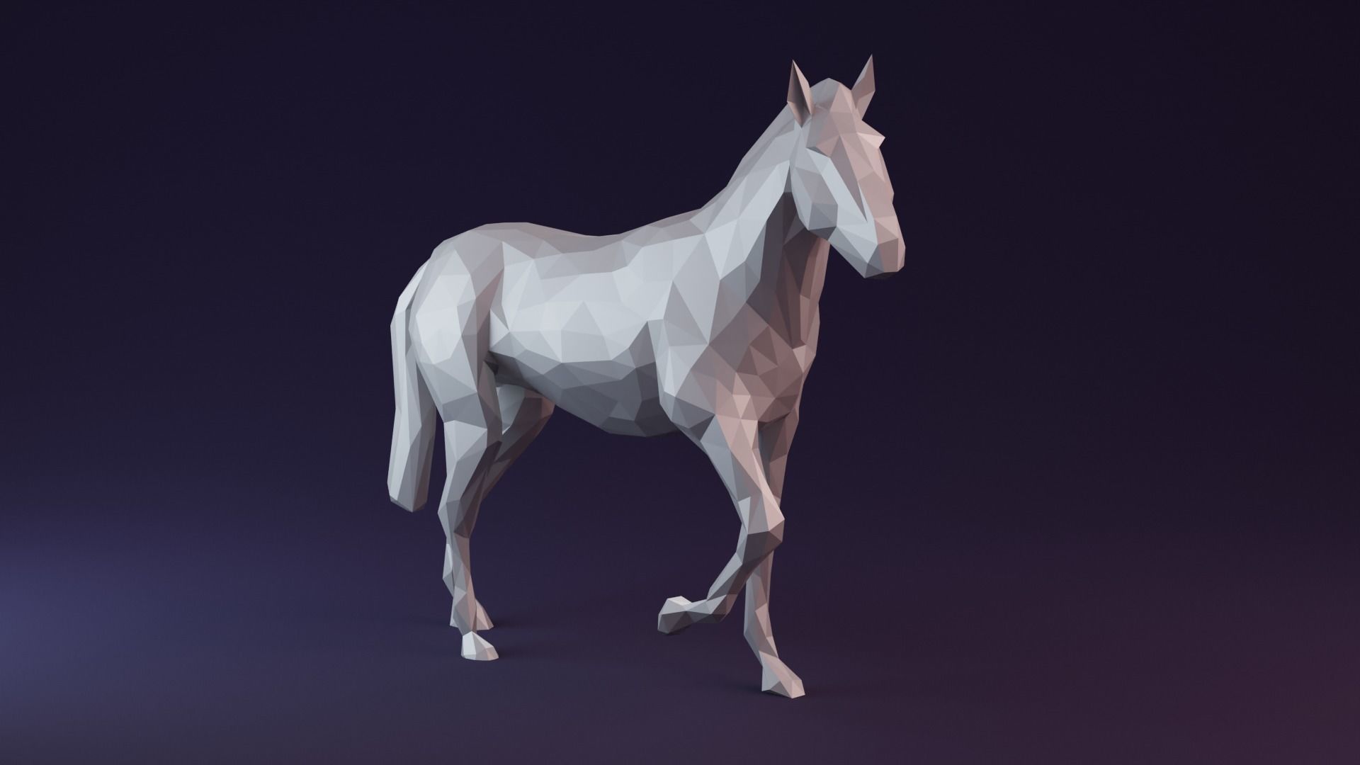 Low poly horse polygonal Low-poly 3D model_12