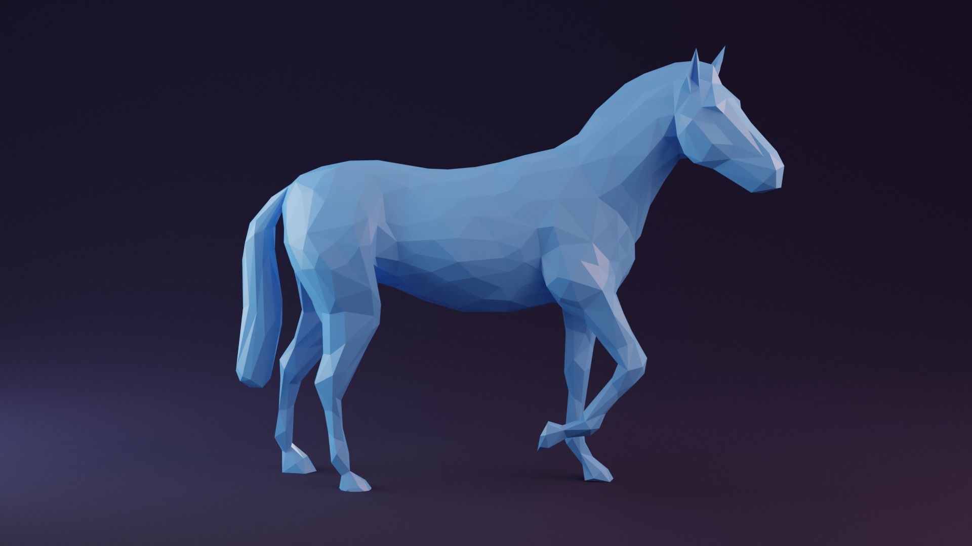 Low poly horse polygonal Low-poly 3D model_11