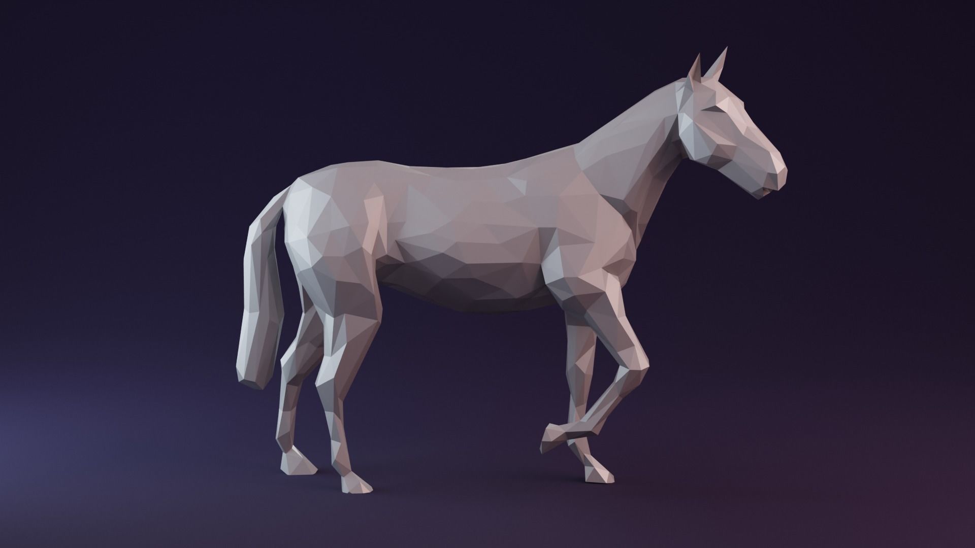 Low poly horse polygonal Low-poly 3D model_2