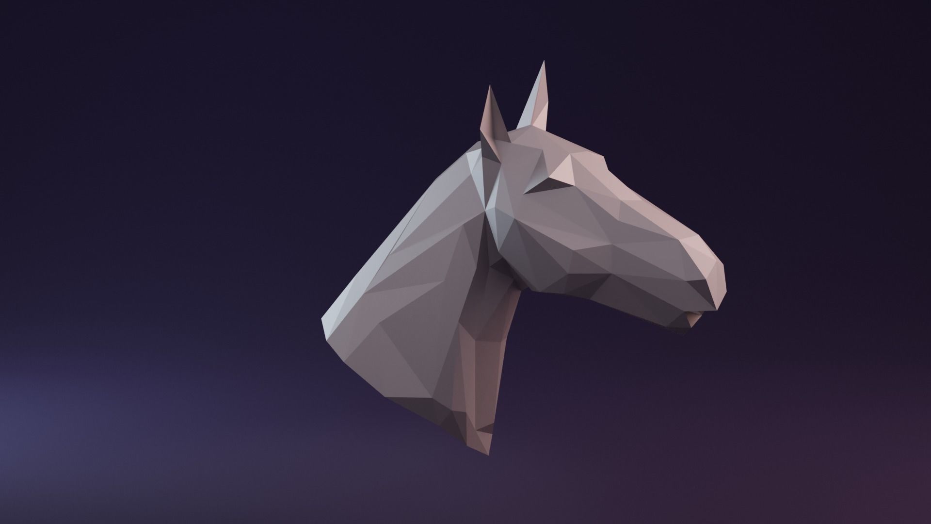 Low poly horse polygonal Low-poly 3D model_9