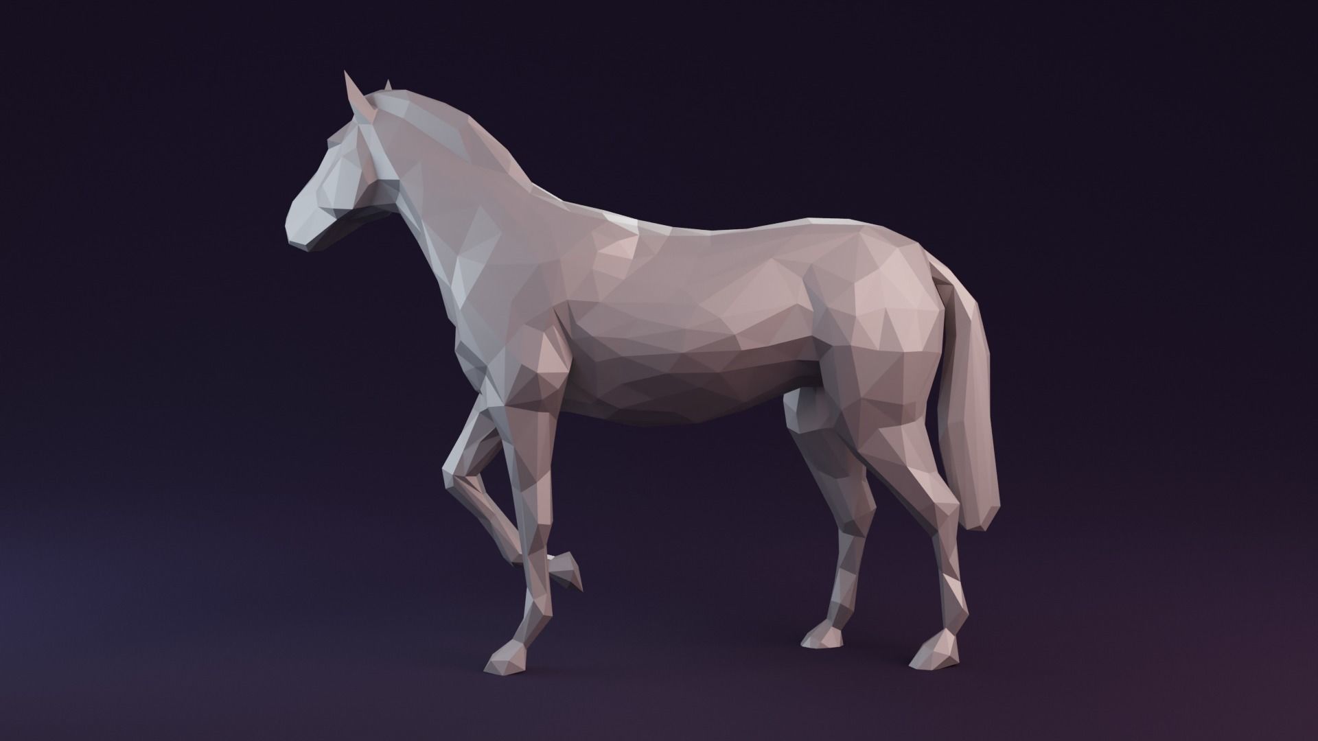 Low poly horse polygonal Low-poly 3D model_3