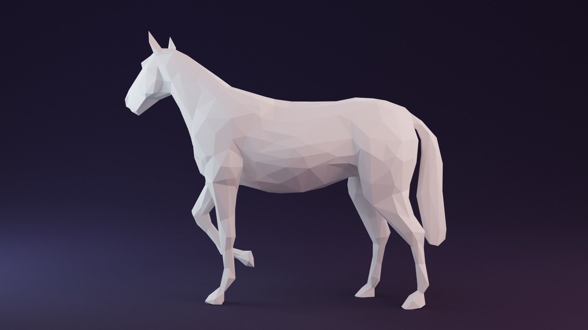 Low poly horse polygonal Low-poly 3D model_8