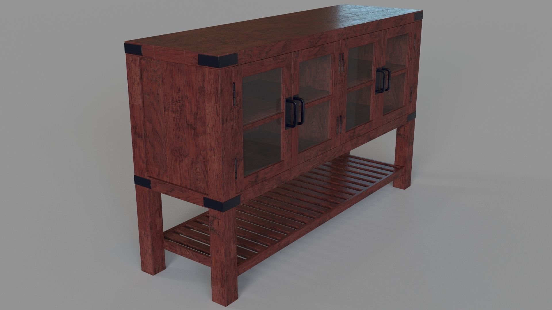 Tobacco Brown Buffet Table 3D model_2