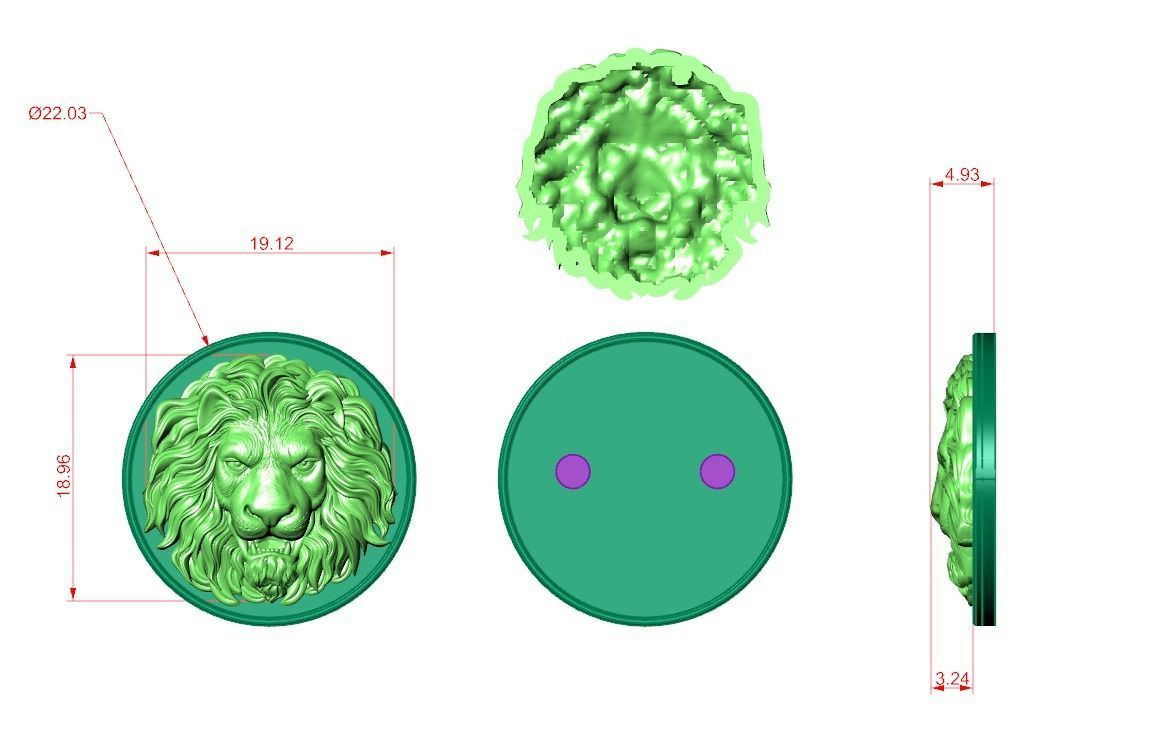 lion pendent 3D model_1