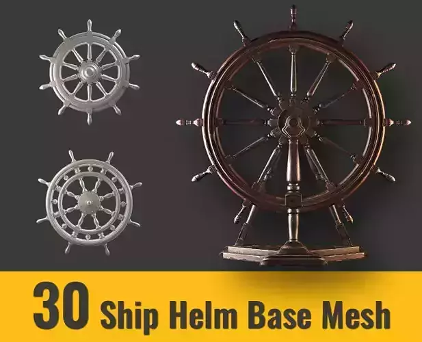 30 Low Poly  Ship Helm - Game Ready