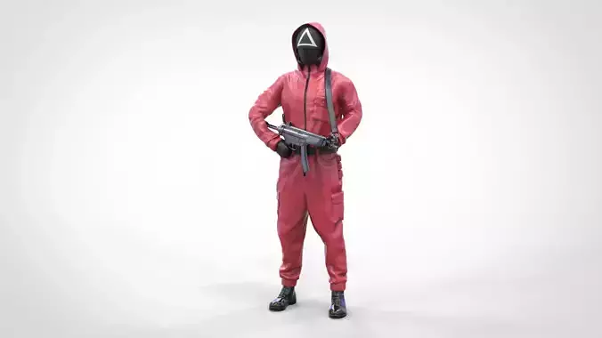 N2 Squid Game Pink Soldier armed 3D print model