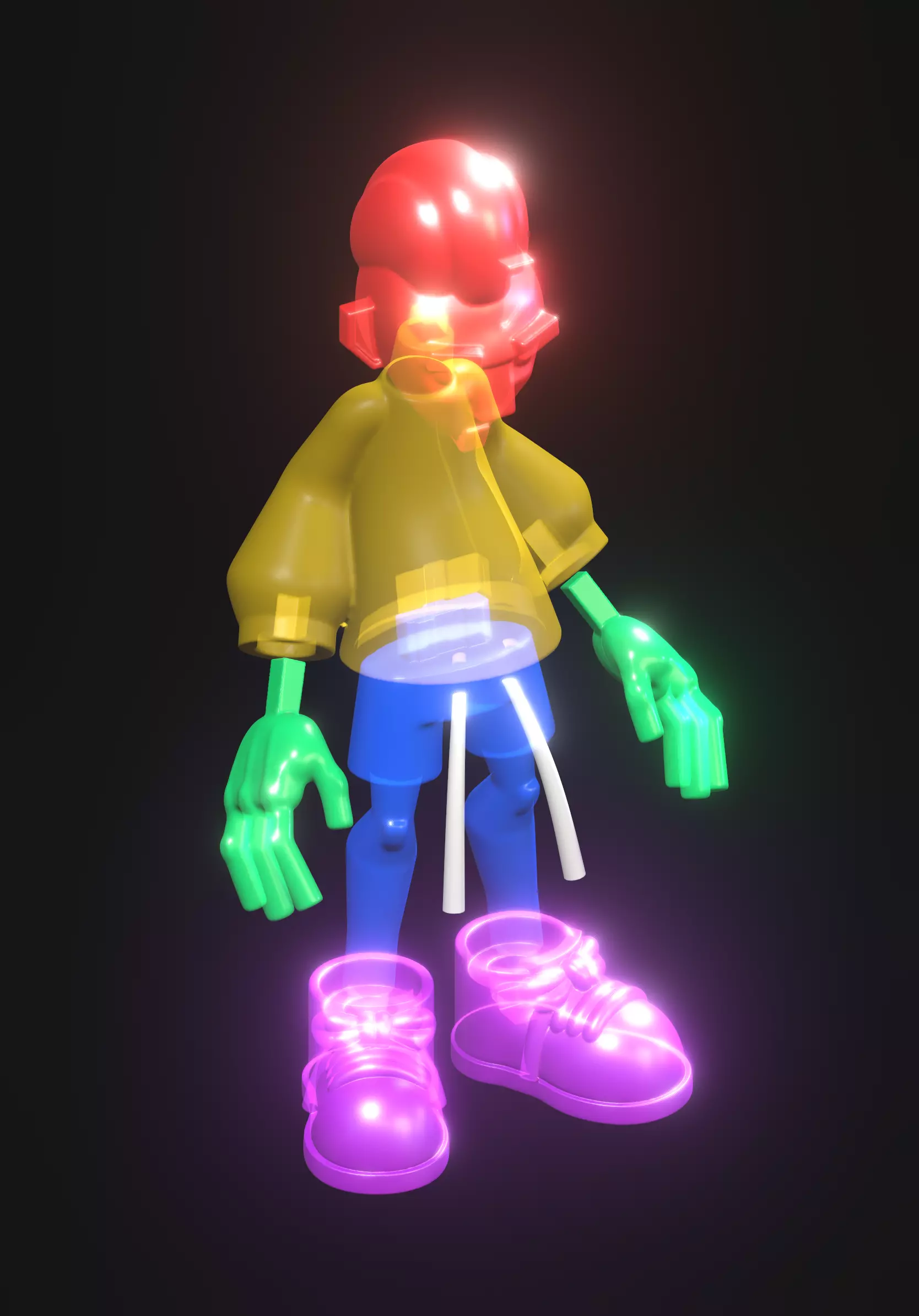 George character wearing neon colored clothing and shoes 3D print model_0