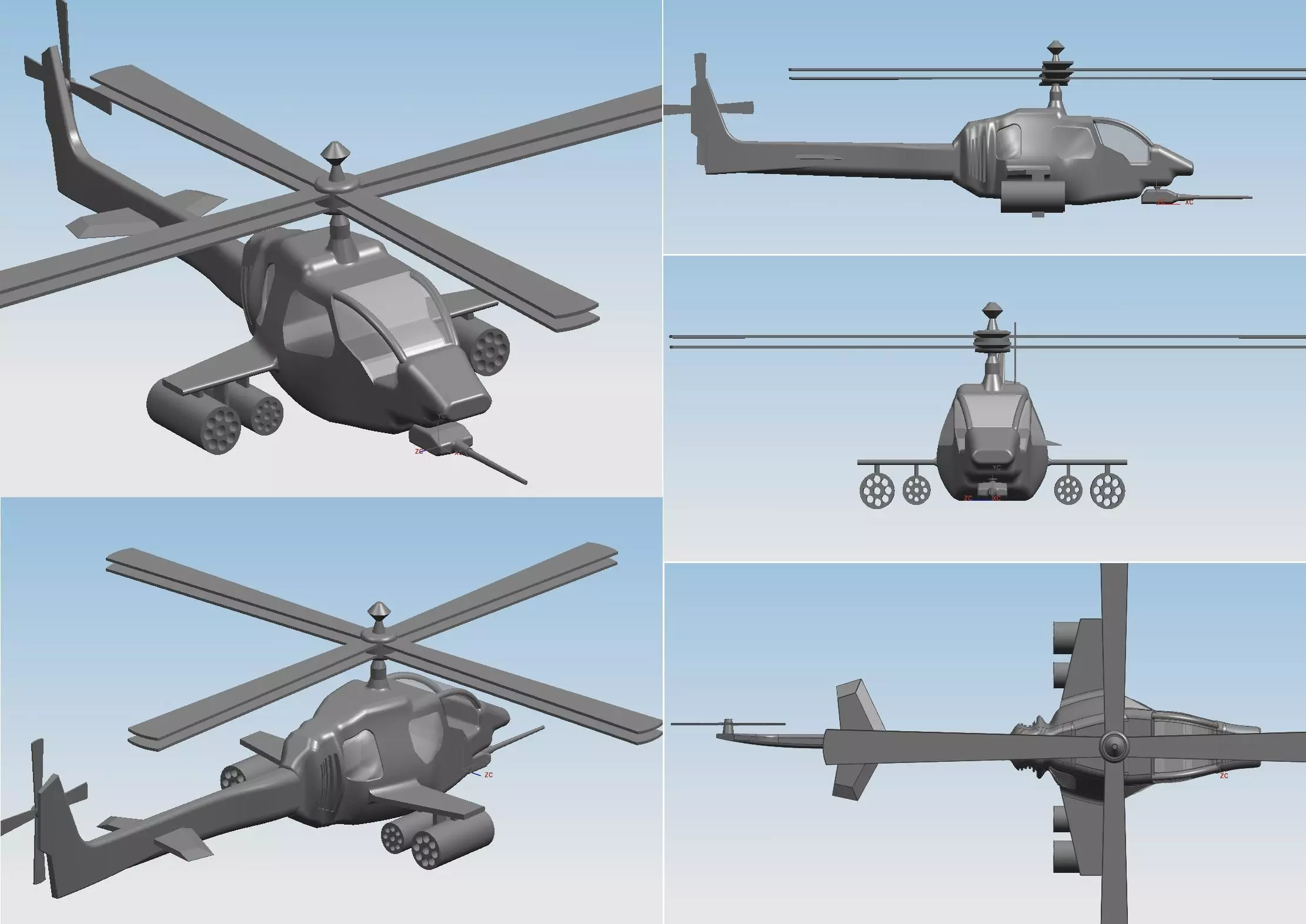 AYCopter four different military helicopters Free 3D model_0