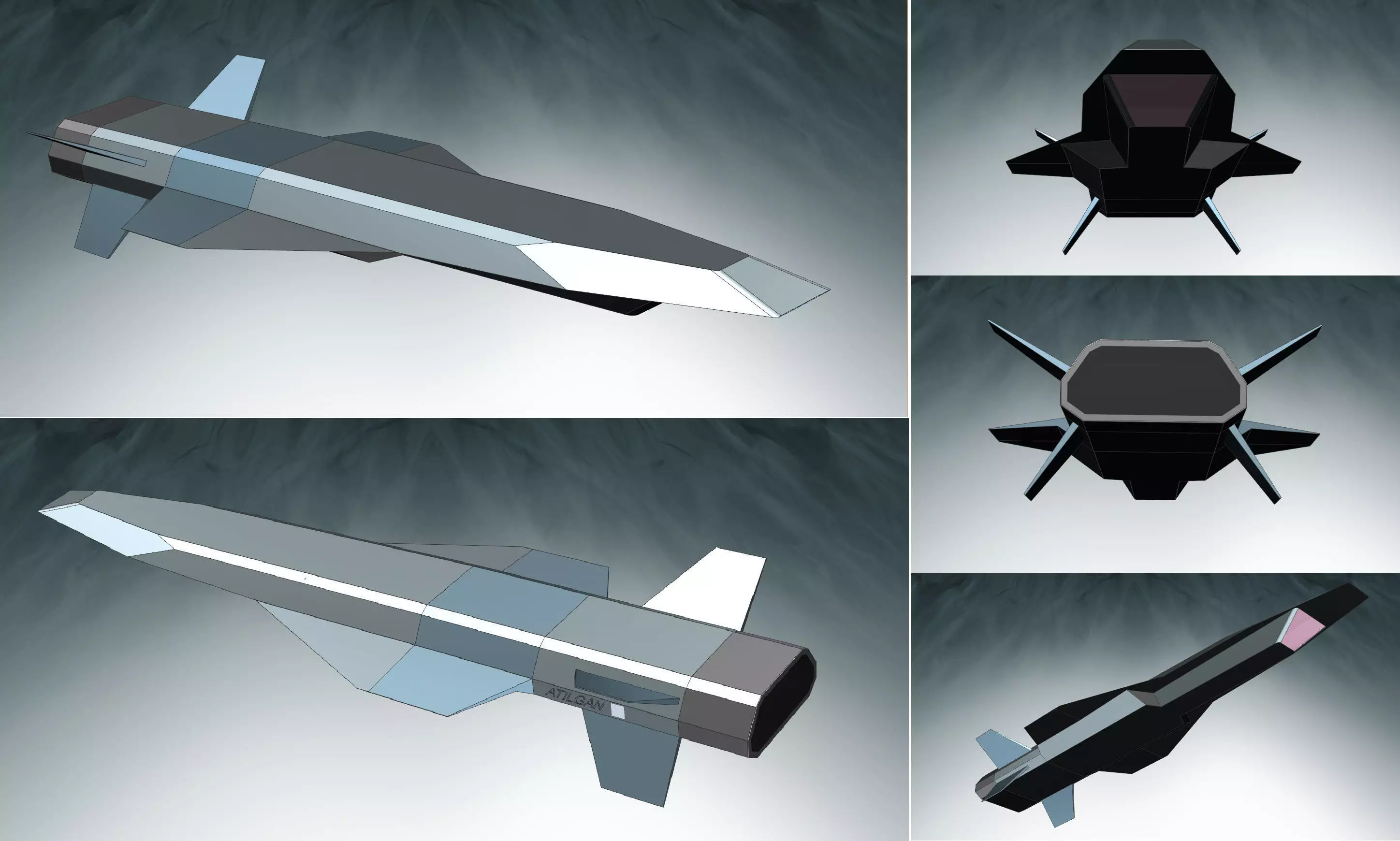 HyperStorm futuristic missile in stages of development Free 3D model