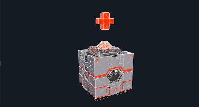 Stylized sci-fi medical crate Low-poly 3D model