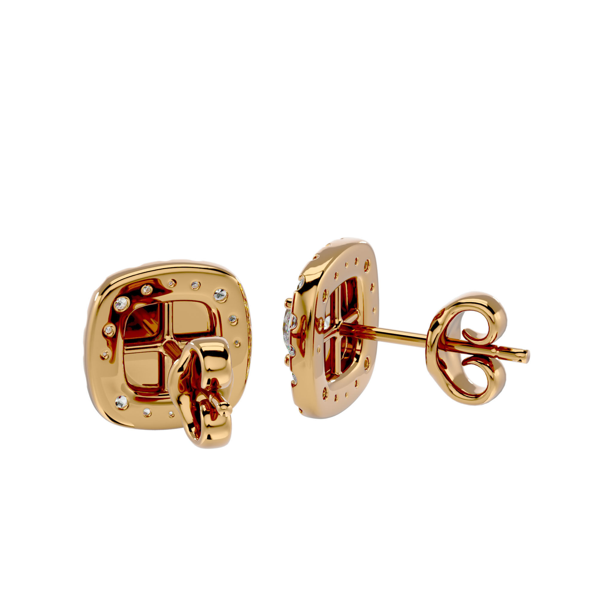 Women studs earrings with 360 views 3dm stl render detail 3D print model_2