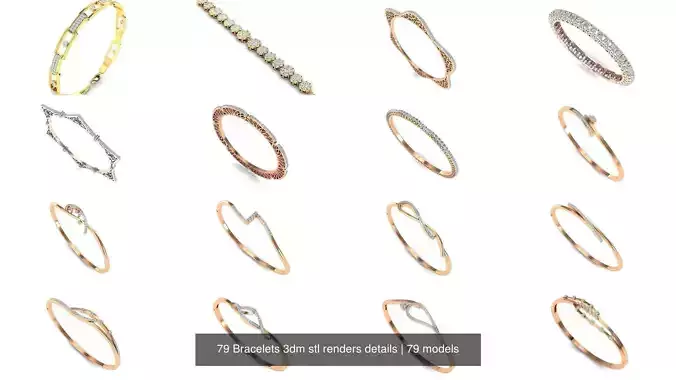 79 Bracelets 3dm stl renders details 3D Model Collection