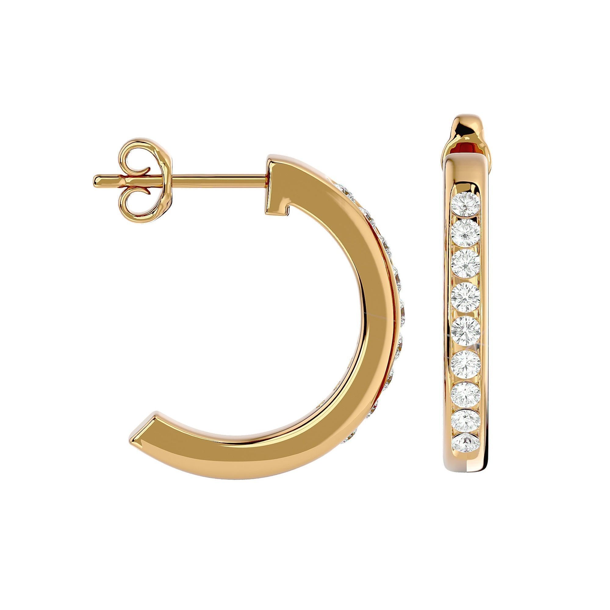 Women huggies earrings with 360 views 3dm stl render detail 3D print model_7