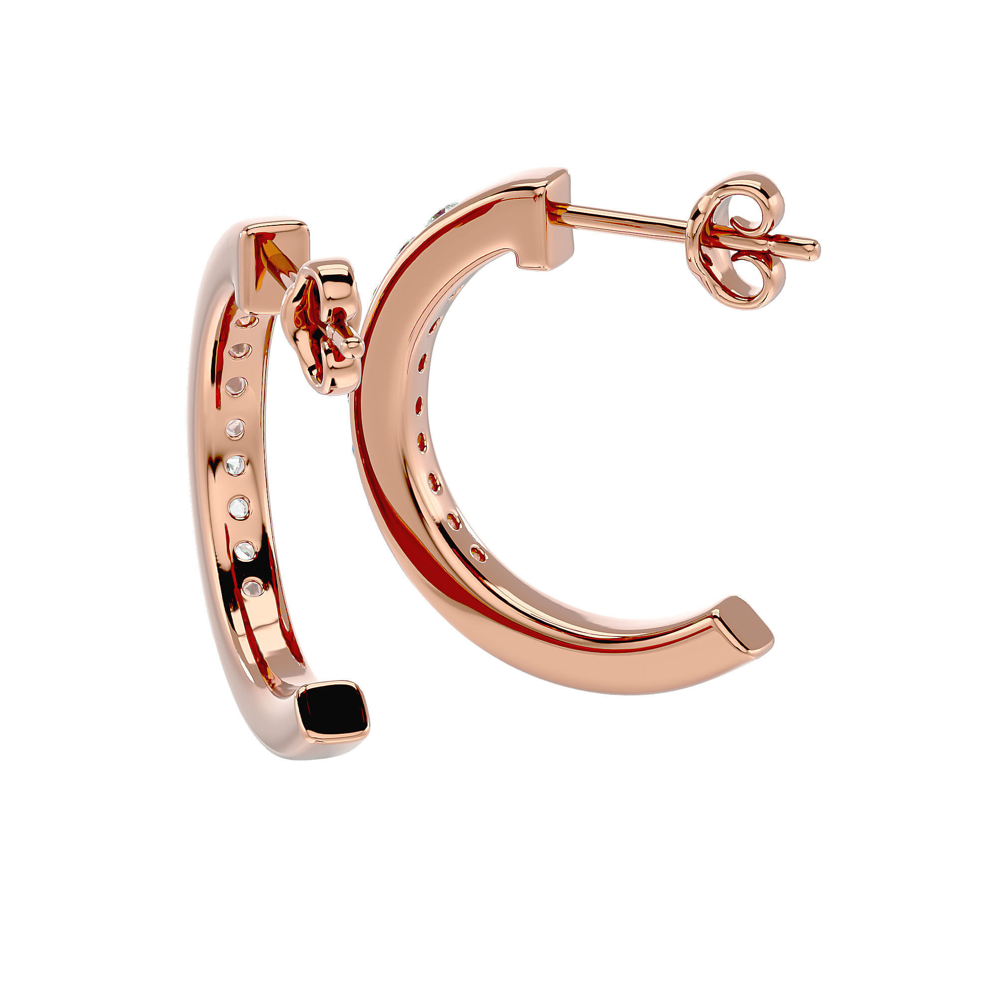 Women huggies earrings with 360 views 3dm stl render detail 3D print model_2