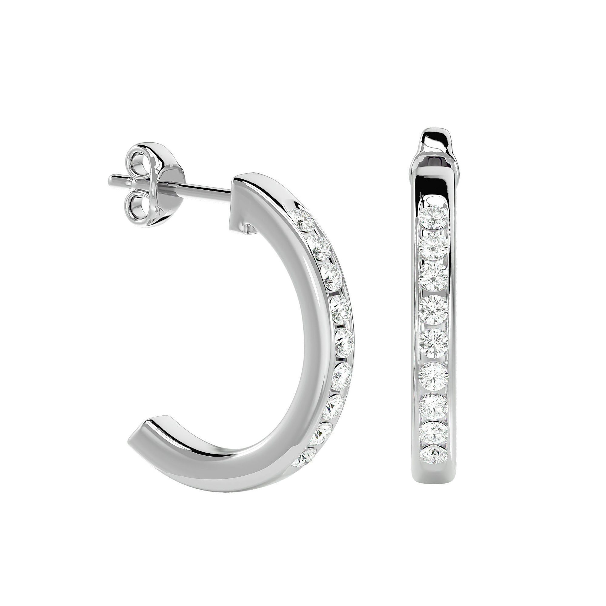 Women huggies earrings with 360 views 3dm stl render detail 3D print model_4