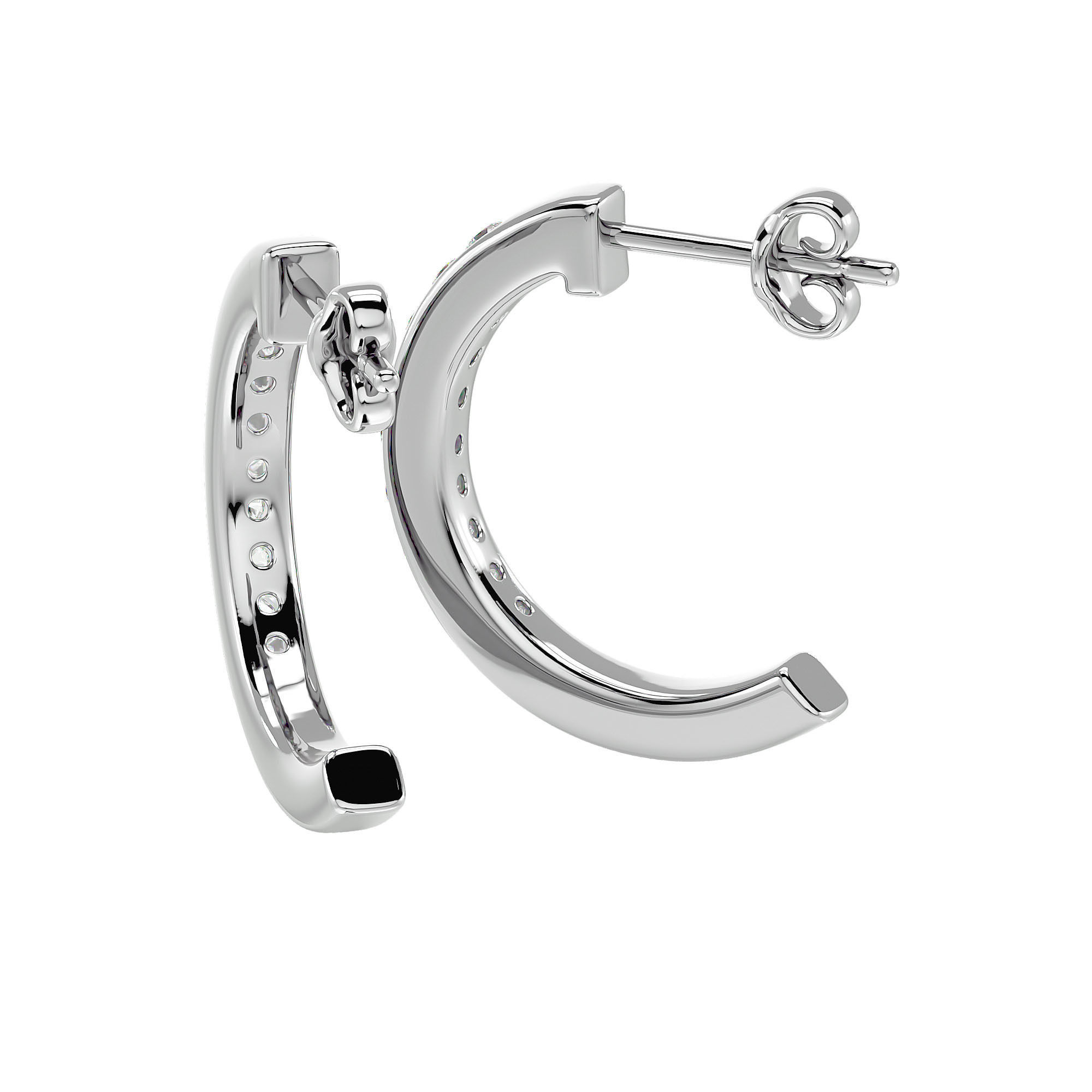 Women huggies earrings with 360 views 3dm stl render detail 3D print model_3