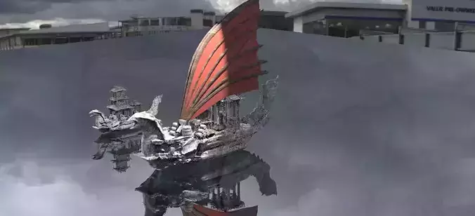 Asian Red Fin sailed Ship 3D model