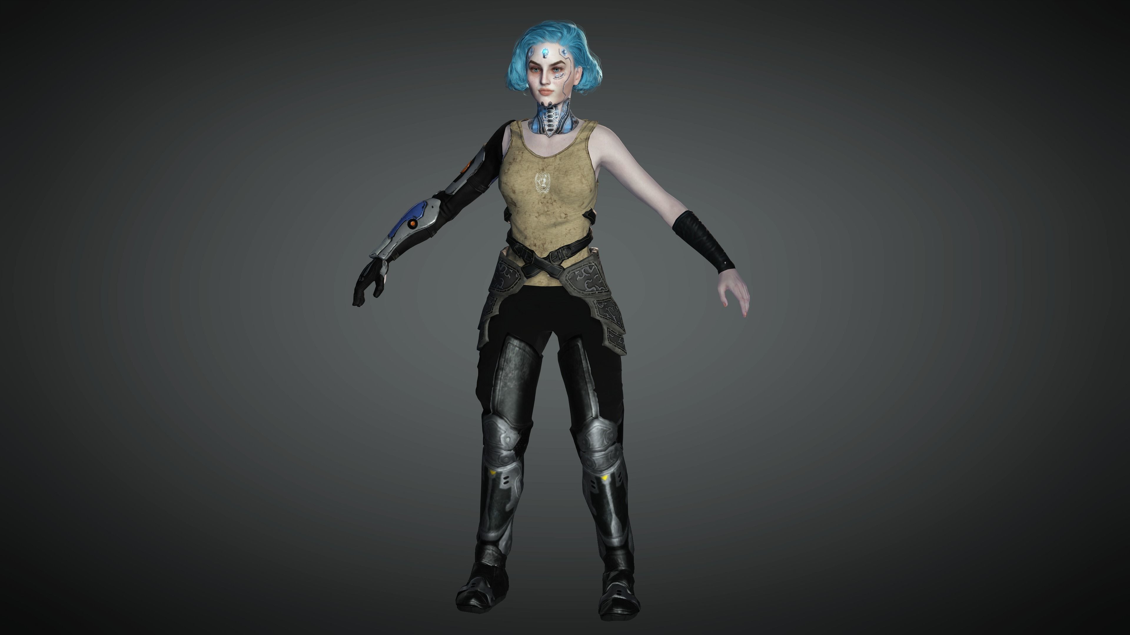 AAA Sci-Fi Female Character 01 Low-poly 3D model_4