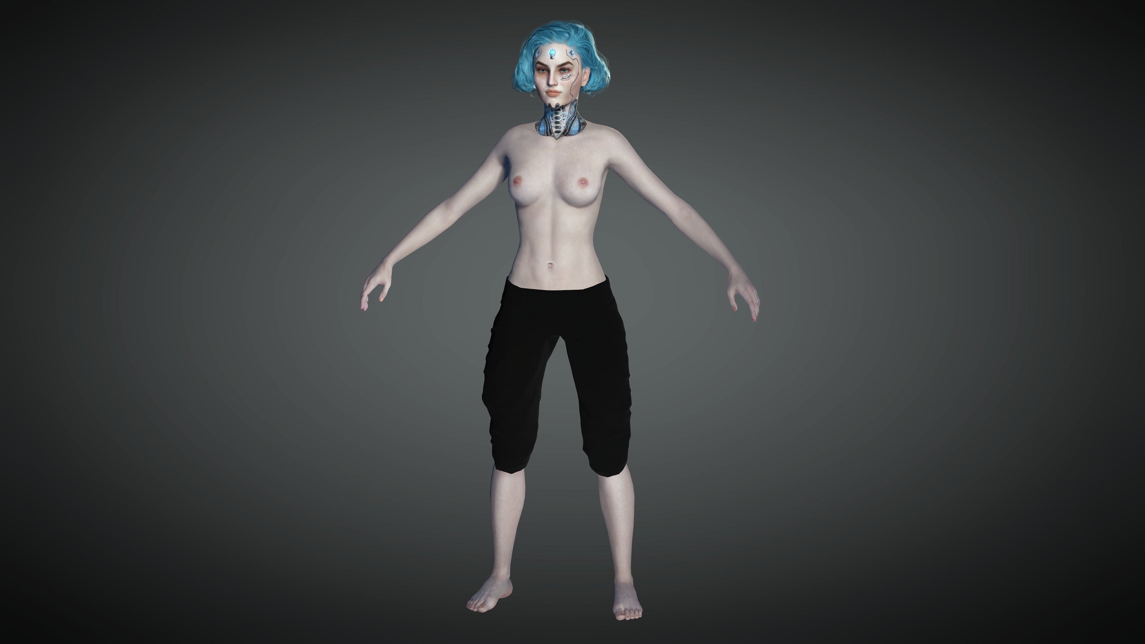 AAA Sci-Fi Female Character 01 Low-poly 3D model_9