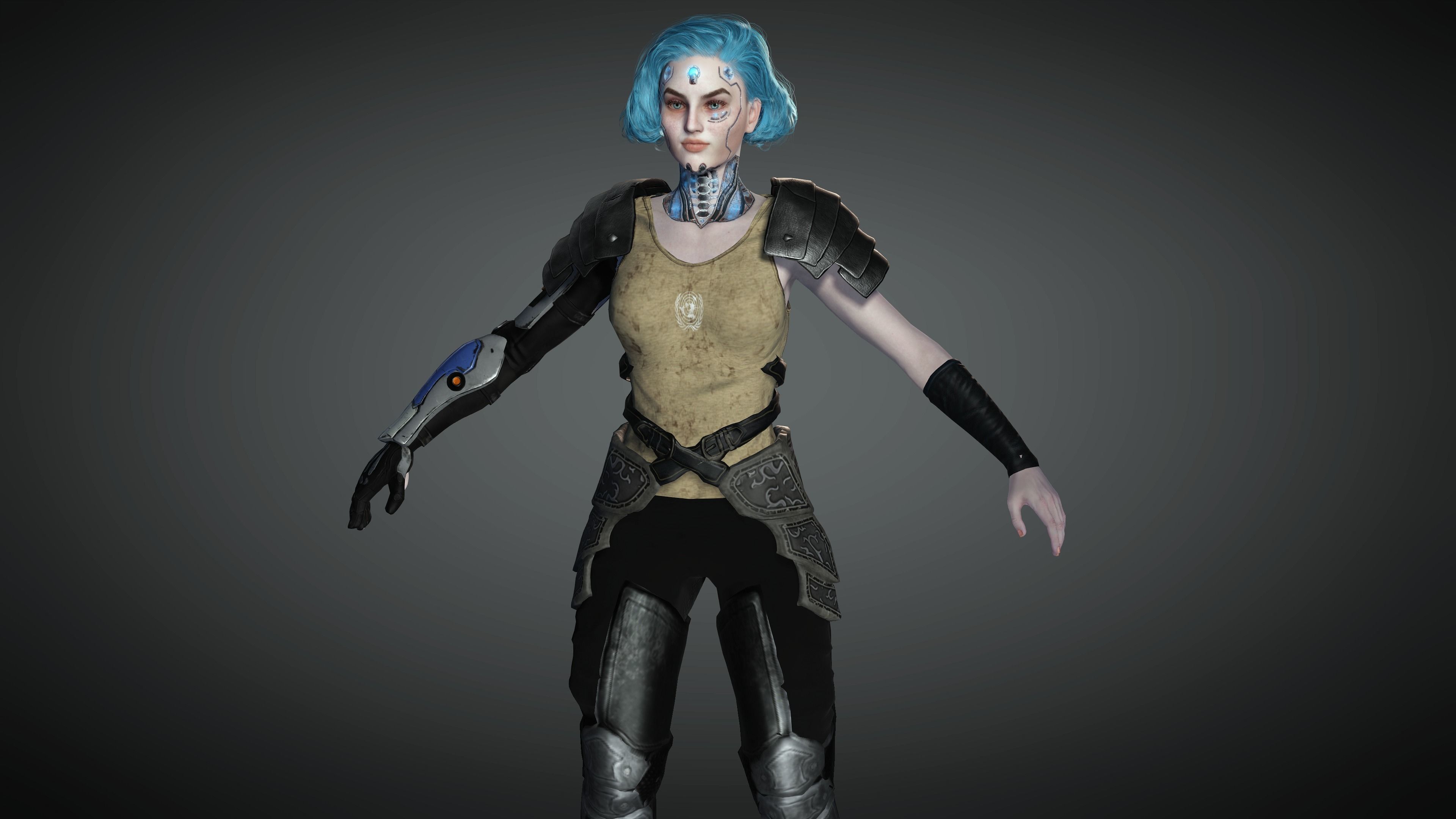 AAA Sci-Fi Female Character 01 Low-poly 3D model_1
