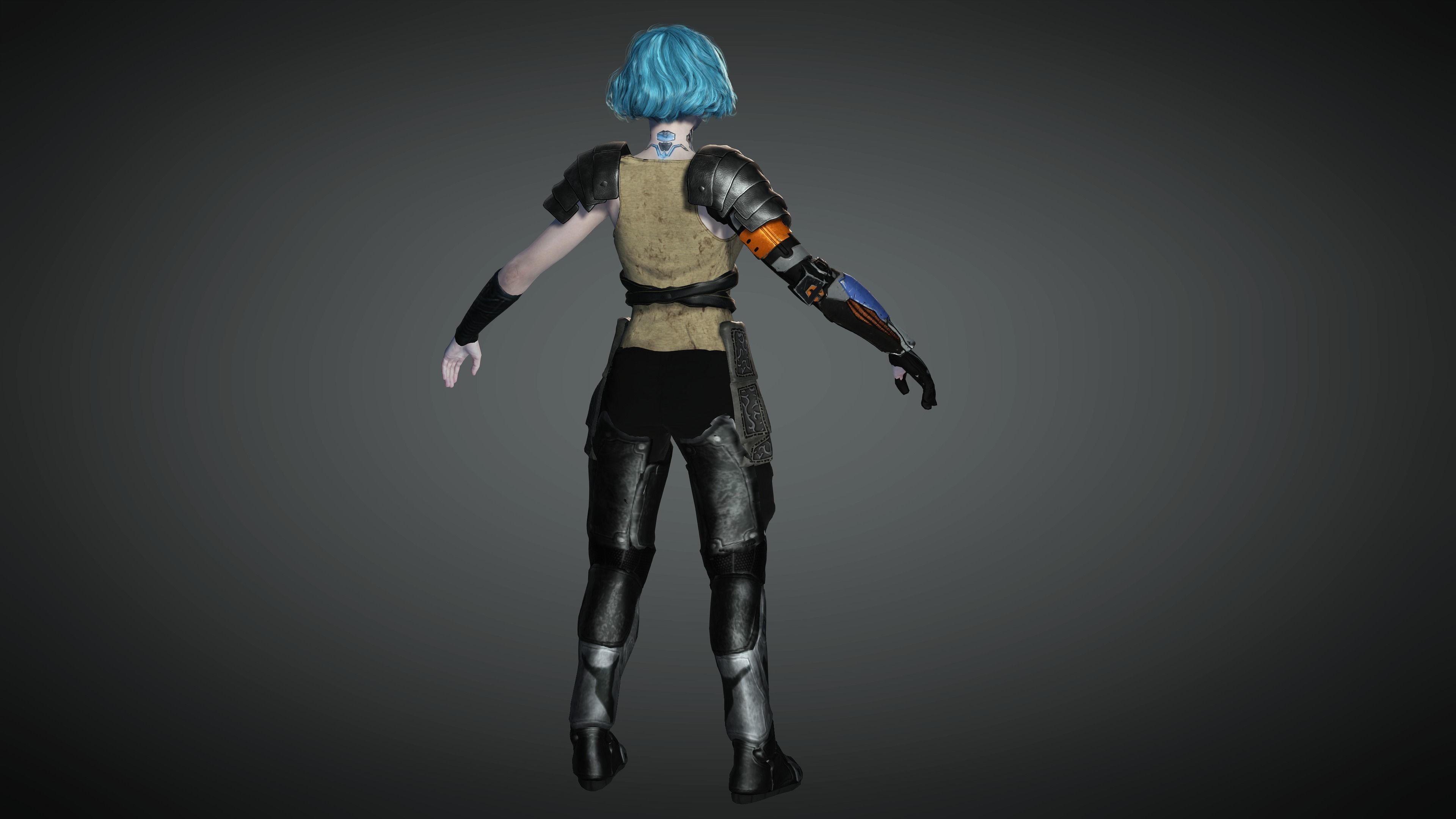 AAA Sci-Fi Female Character 01 Low-poly 3D model_11